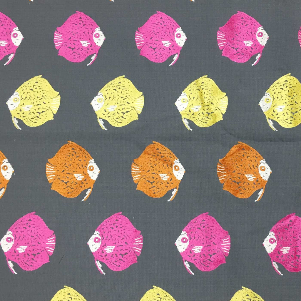 Dori - Fish Pattern Cut Velvet Upholstery Fabric by the Yard - Available in 8 Colors - Confetti - Top Fabric - 2