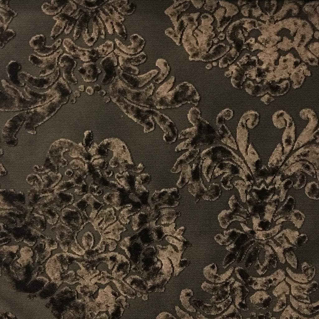 Florence Palace - Damask Pattern Burnout Velvet Upholstery Fabric by the Yard - Available in 9 Colors - Coffee Bean - Top Fabric - 6