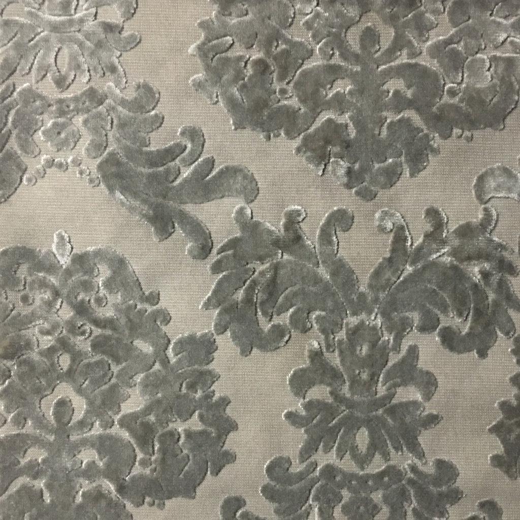 Florence Palace - Damask Pattern Burnout Velvet Upholstery Fabric by the Yard - Available in 9 Colors - Plaza Taupe - Top Fabric - 4