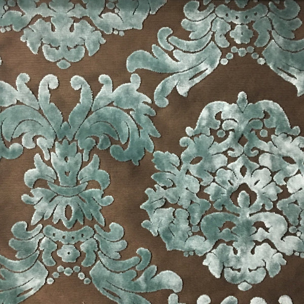 Florence Palace - Damask Pattern Burnout Velvet Upholstery Fabric by the Yard - Available in 9 Colors - Robin's Egg - Top Fabric - 7