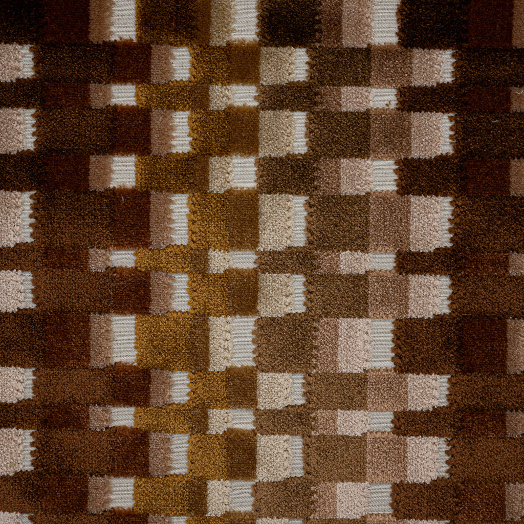 NEW - CUADRO - MULTICOLOR GEOMETRIC CUT VELVET UPHOLSTERY FABRIC BY THE YARD