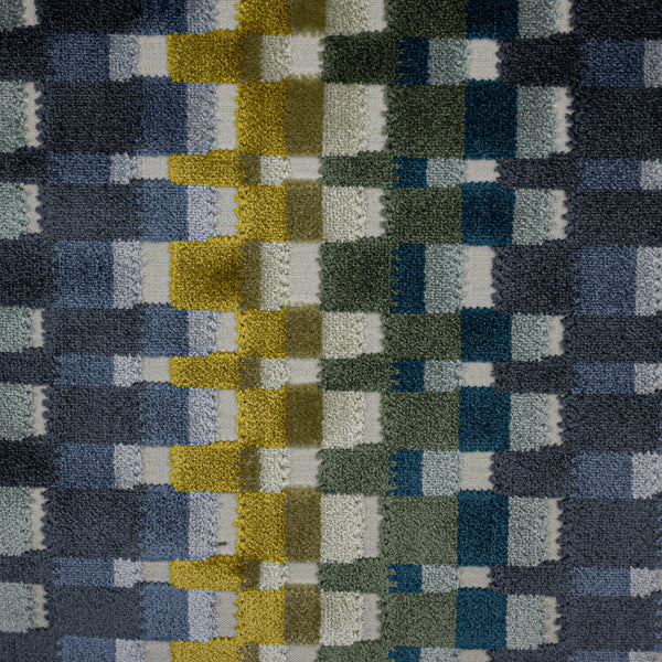NEW - CUADRO - MULTICOLOR GEOMETRIC CUT VELVET UPHOLSTERY FABRIC BY THE YARD