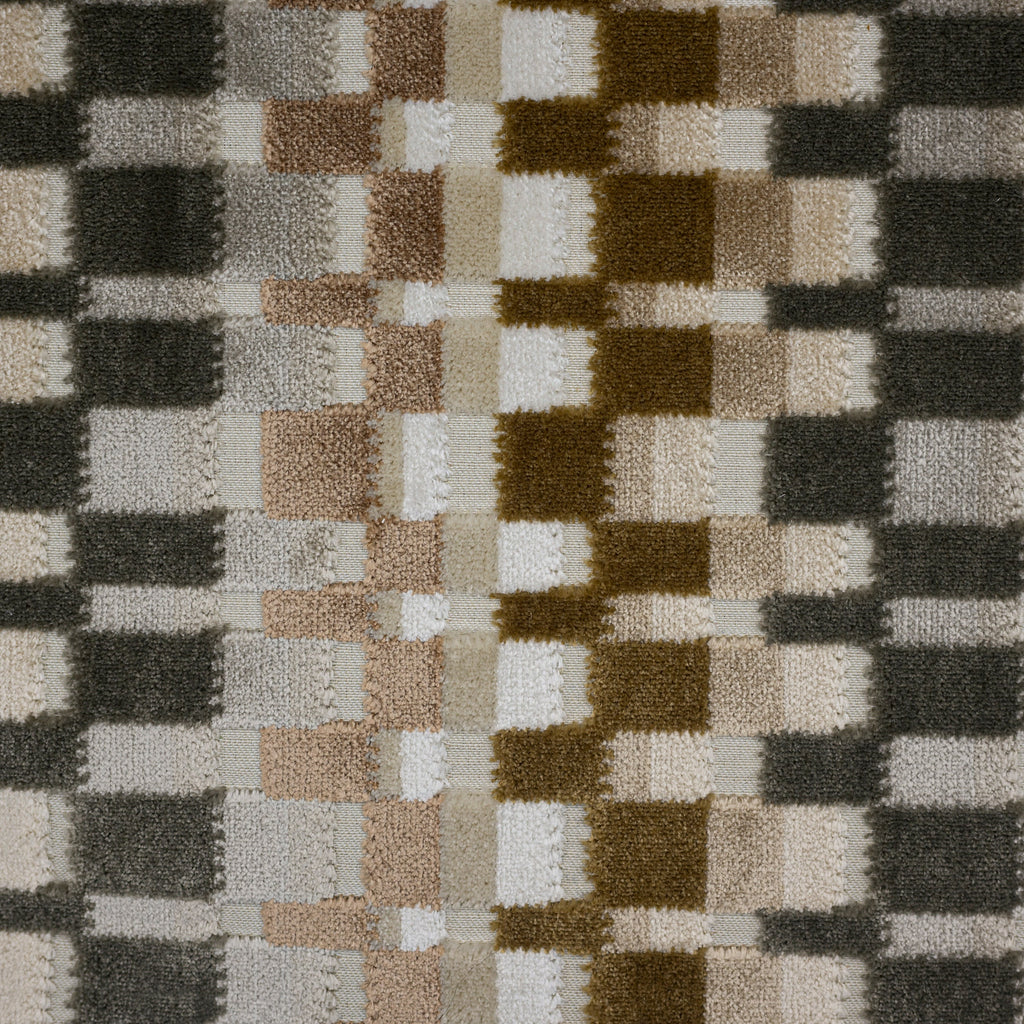 NEW - CUADRO - MULTICOLOR GEOMETRIC CUT VELVET UPHOLSTERY FABRIC BY THE YARD