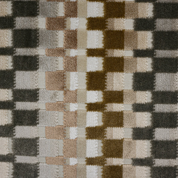 NEW - CUADRO - MULTICOLOR GEOMETRIC CUT VELVET UPHOLSTERY FABRIC BY THE YARD