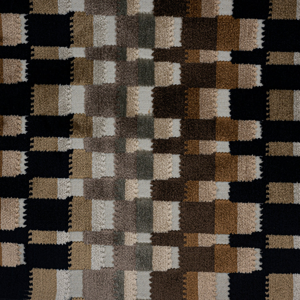 NEW - CUADRO - MULTICOLOR GEOMETRIC CUT VELVET UPHOLSTERY FABRIC BY THE YARD