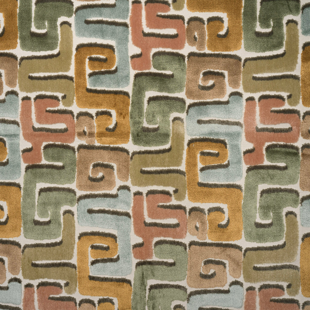 NEW - DEKA- GEOMETRIC CUT VELVET UPHOLSTERY FABRIC BY THE YARD