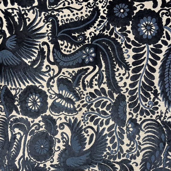 NEW - OTOMI - MEXICAN OTOMI PATTERN CUT VELVET UPHOLSTERY FABRIC BY THE YARD