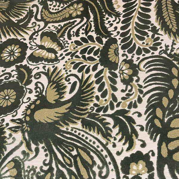 NEW - OTOMI - MEXICAN OTOMI PATTERN CUT VELVET UPHOLSTERY FABRIC BY THE YARD