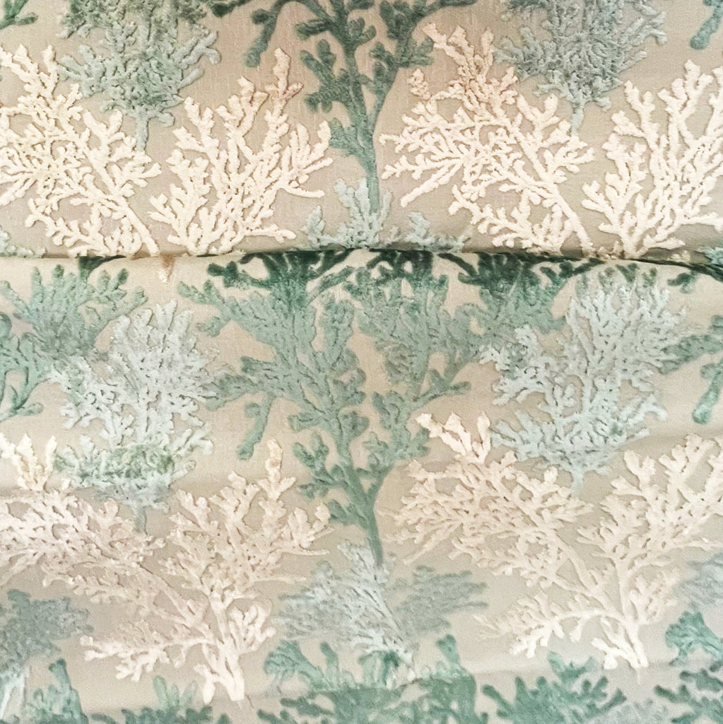 BARBADOS - CORAL PATTERN CUT VELVET UPHOLSTERY FABRIC BY THE YARD