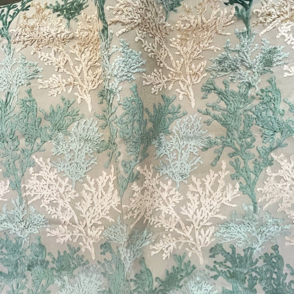 BARBADOS - CORAL PATTERN CUT VELVET UPHOLSTERY FABRIC BY THE YARD