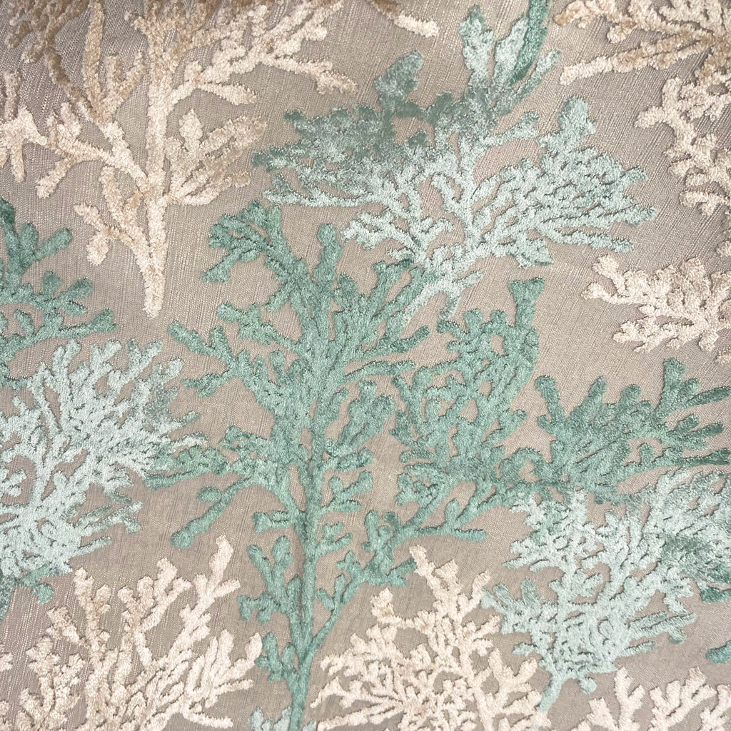 BARBADOS - CORAL PATTERN CUT VELVET UPHOLSTERY FABRIC BY THE YARD