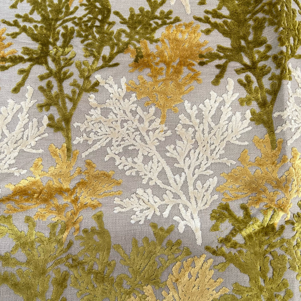 BARBADOS - CORAL PATTERN CUT VELVET UPHOLSTERY FABRIC BY THE YARD