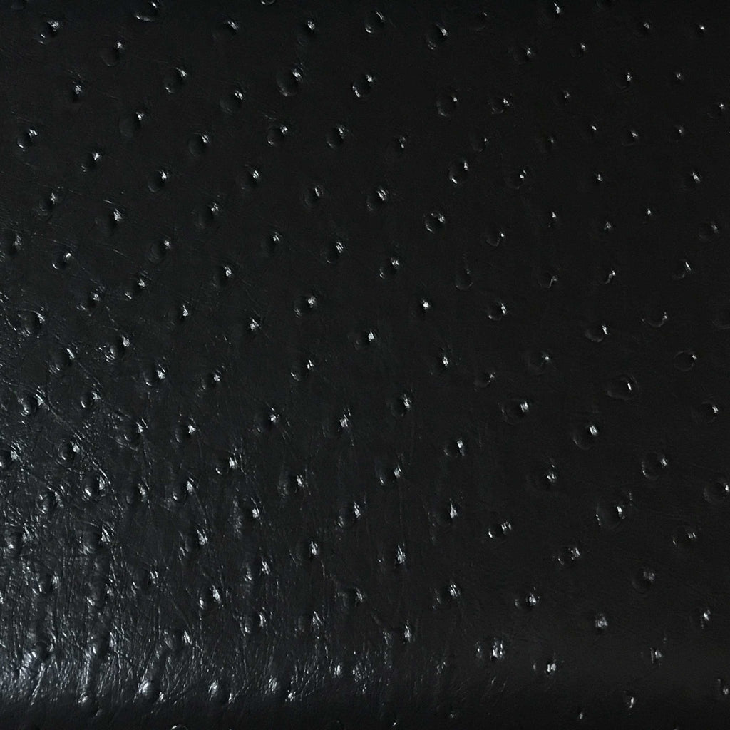 Albany - Ostrich Animal Print Vinyl Fabric Upholstery Fabric by the Yard - Available in 8 Colors - Black - Top Fabric - 1