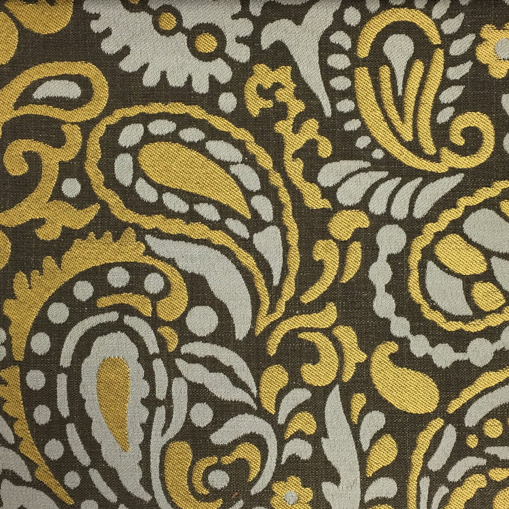 Harley - Modern Paisley Linen Jacquard Fabric by the Yard - Available in 8 Colors - Golden - Top Fabric - 6