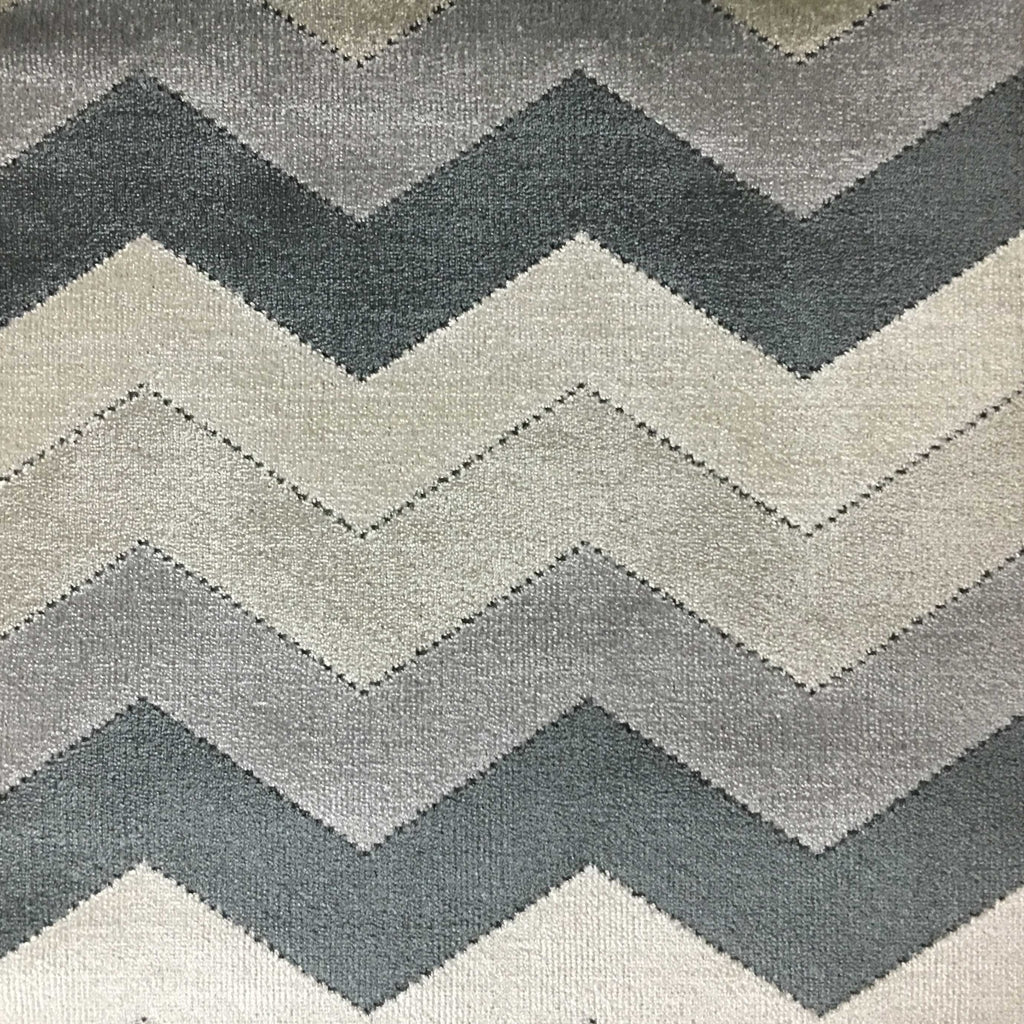 Longwood - Bold Chevron Pattern Cut Velvet Upholster Fabric by the Yard - Available in 10 Colors - Zinc - Top Fabric - 10