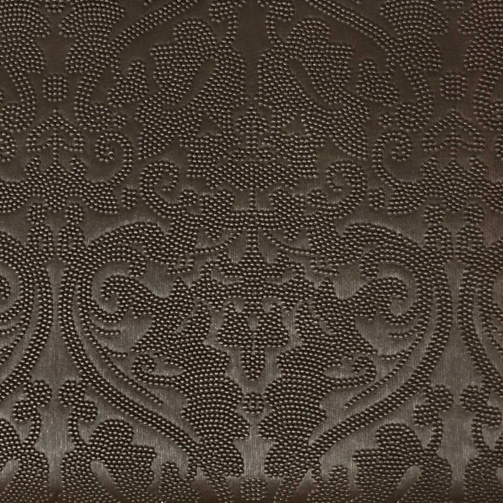 Lyon - Embossed Damask Pattern Vinyl Upholstery Fabric by the Yard - Available in 8 Colors - Bronze - Top Fabric - 7