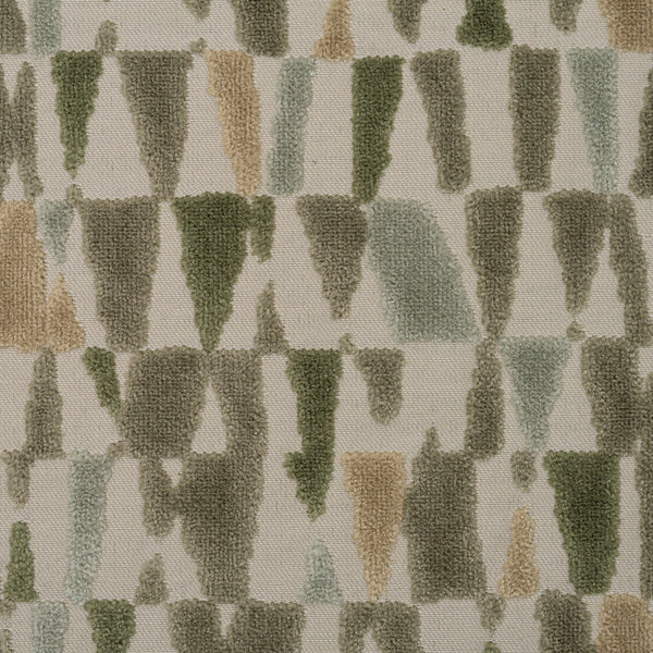 MOSAIC - GEOMETRIC PATTERN CUT VELVET UPHOLSTERY FABRIC BY THE YARD