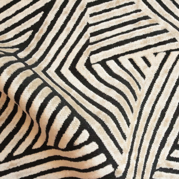 OTIS - AURORA, GEOMETRIC DESIGN BURNOUT VELVET UPHOLSTERY FABRIC BY THE YARD