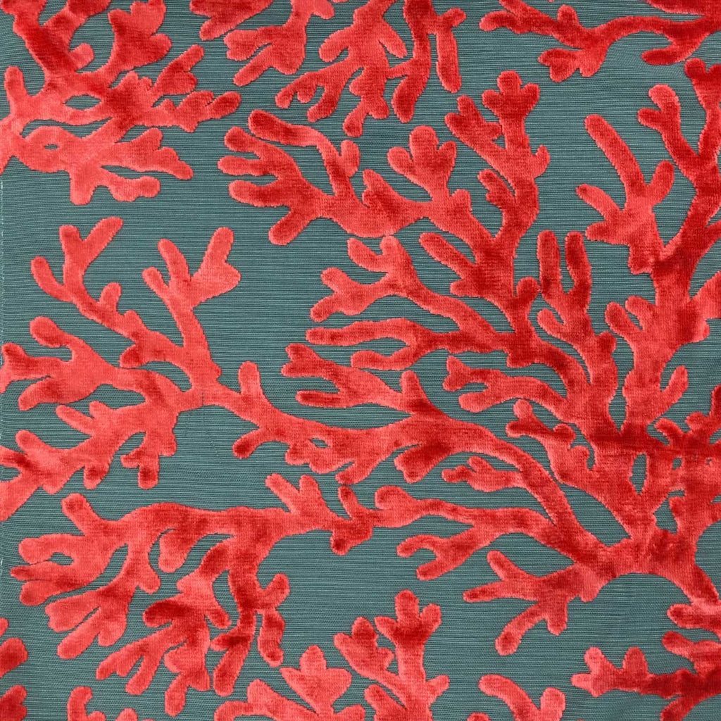 Scuba - Coral Pattern Burnout Velvet Upholstery Fabric by the Yard - Available in 12 Colors - Atomic - Top Fabric - 3