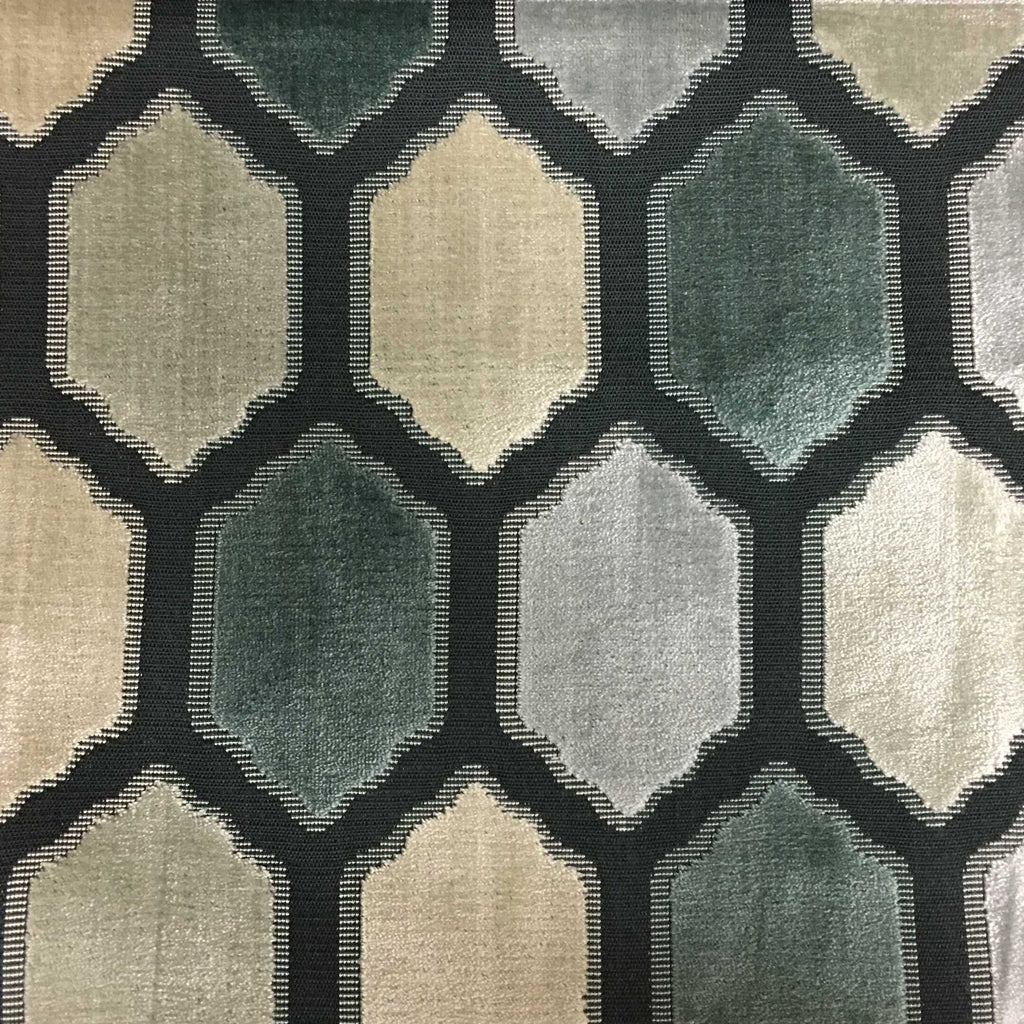 Seymour - Honeycomb Cut Velvet Fabric Drapery & Upholstery Fabric by the Yard - Available in 13 Colors - Carrara - Top Fabric - 12