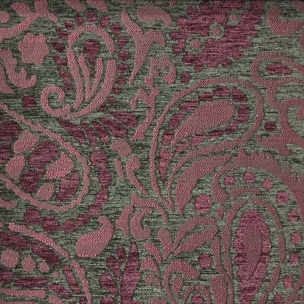 Sydney - Modern Paisley Textured Chenille Upholstery Fabric by the Yard - Available in 8 Colors - Amethyst - Top Fabric - 4