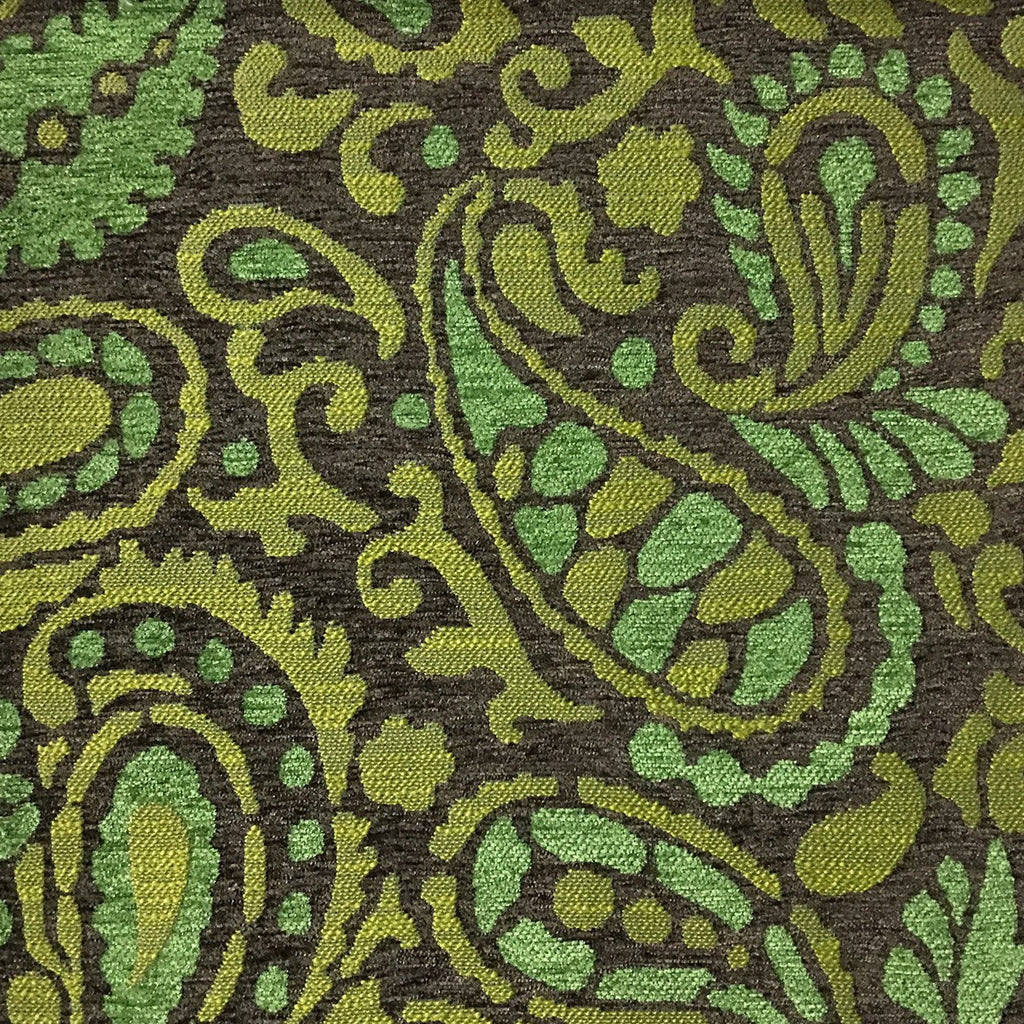 Sydney - Modern Paisley Textured Chenille Upholstery Fabric by the Yard - Available in 8 Colors - Grass - Top Fabric - 6