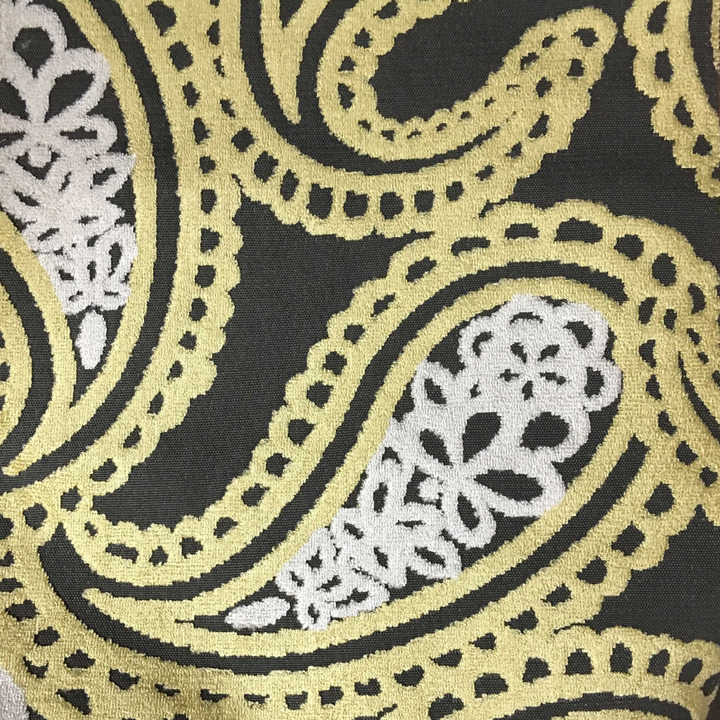 Victoria - Bold Paisley Cut Velvet Upholstery Fabric by the Yard - Available in 10 Colors - Golden - Top Fabric - 4